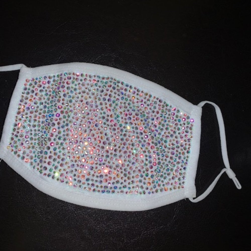 White AB Rhinestone Mask